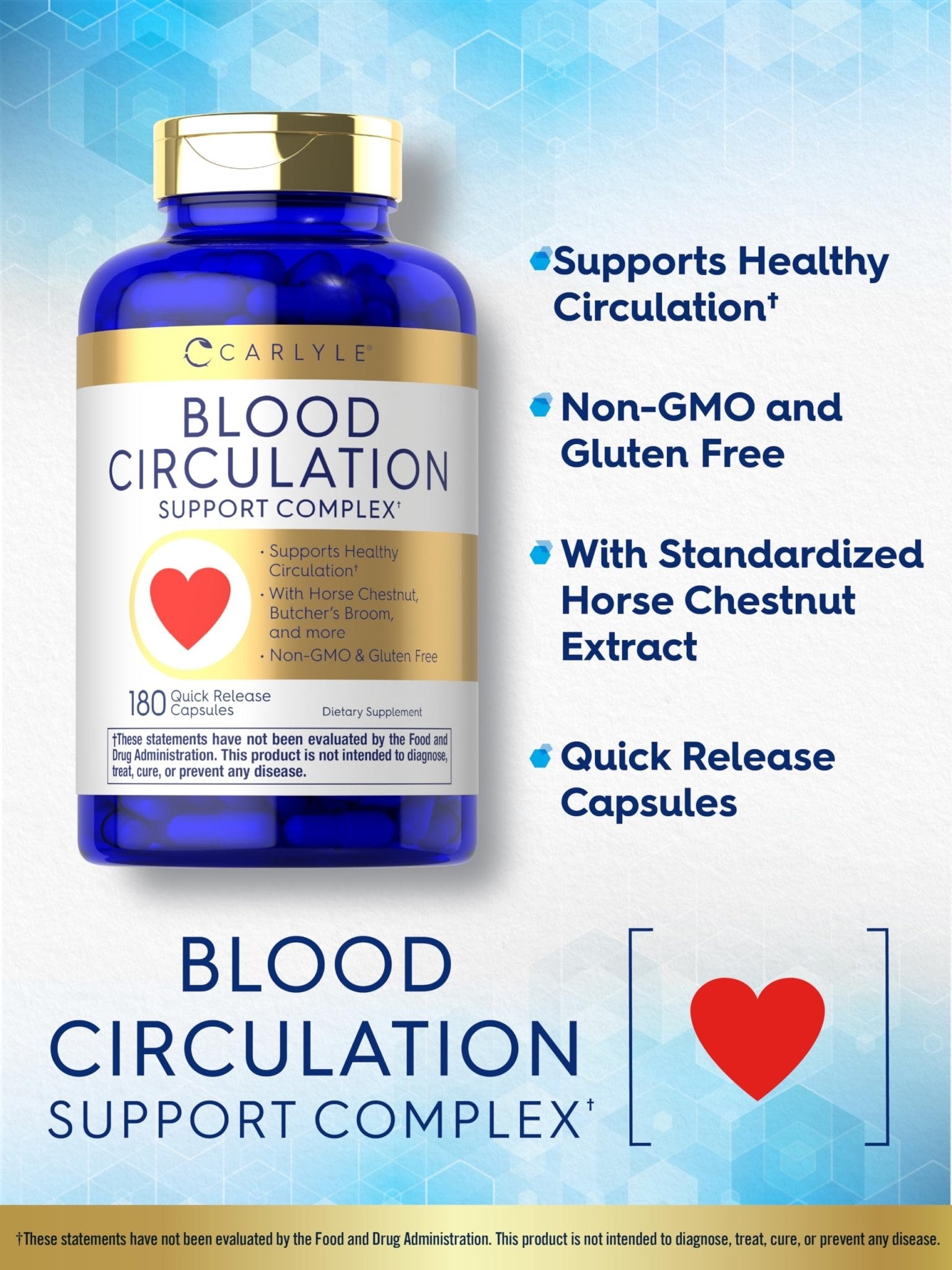 Carlyle Blood Circulation Supplement | 180 Capsules | Supports Healthy Circulation | Non-GMO, Gluten Free - dailyvitalstore