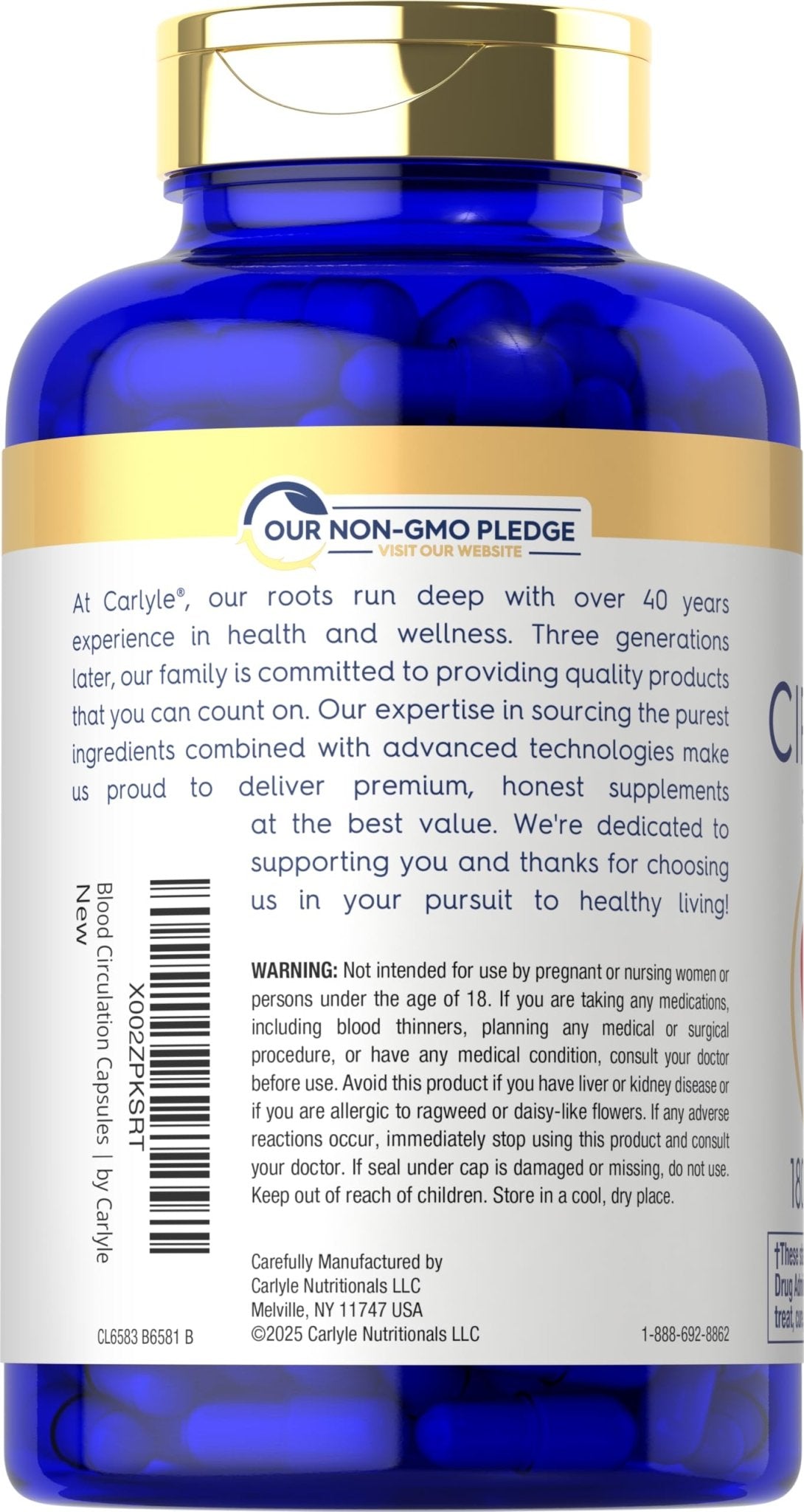 Carlyle Blood Circulation Supplement | 180 Capsules | Supports Healthy Circulation | Non-GMO, Gluten Free - dailyvitalstore