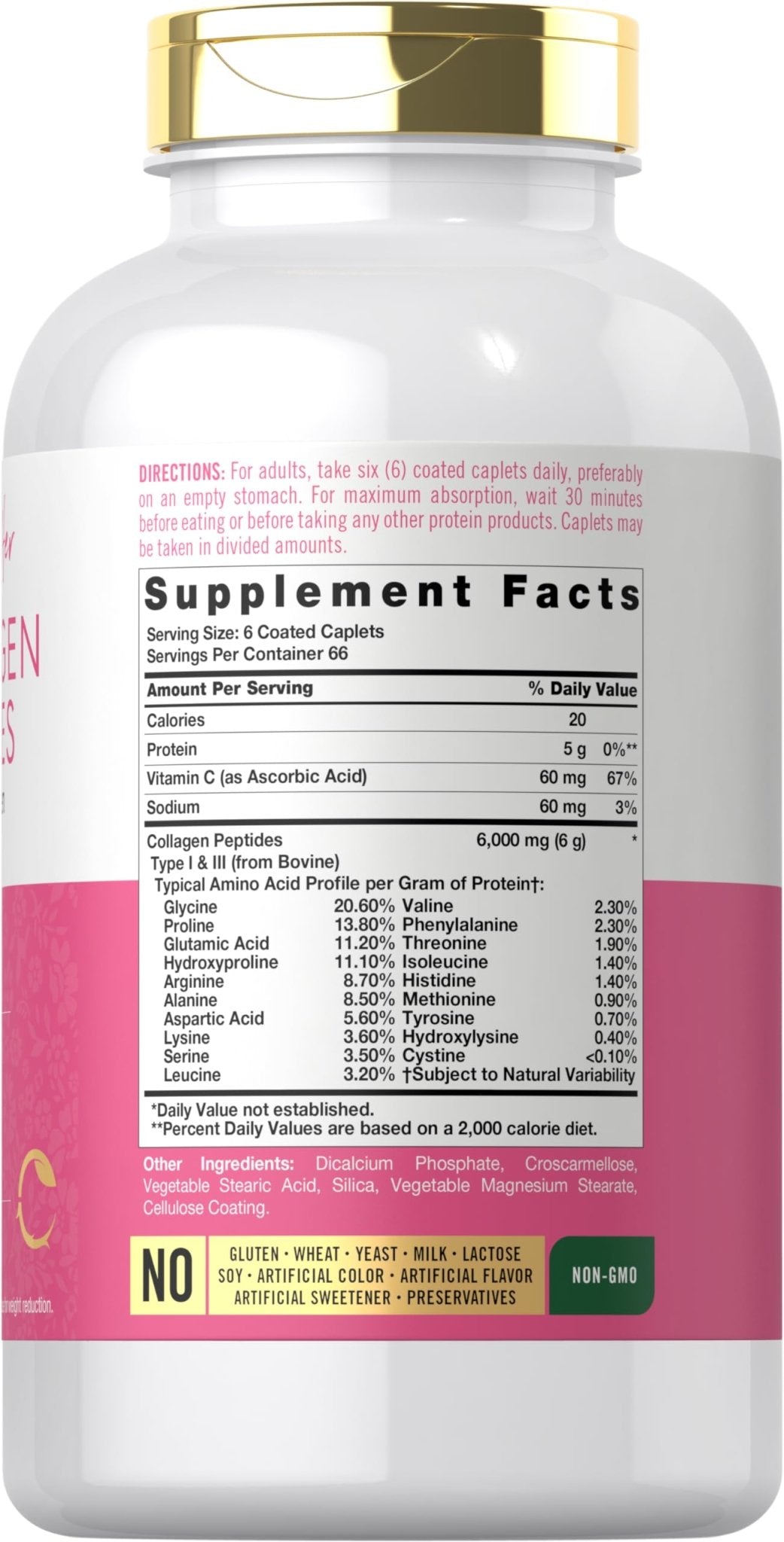 Carlyle Collagen Peptides 6000mg | 400 Caplets | with Vitamin C | Type 1 and 3 | Non-GMO, Gluten Free, Grass Fed Supplement - dailyvitalstore