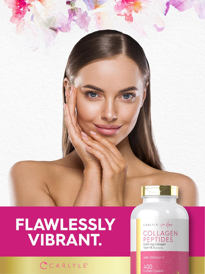 Carlyle Collagen Peptides 6000mg | 400 Caplets | with Vitamin C | Type 1 and 3 | Non-GMO, Gluten Free, Grass Fed Supplement - dailyvitalstore