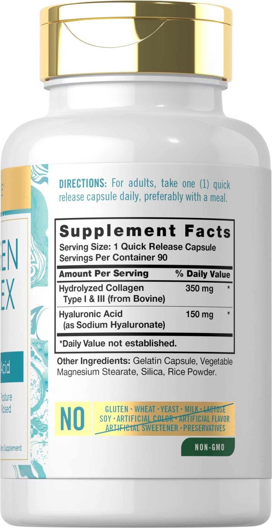 Carlyle Collagen Pills with Hyaluronic Acid | 500mg | 90 Capsules | Hydrolyzed Collagen Type 1 and 3 | Non-GMO, Gluten Free Supplement - dailyvitalstore