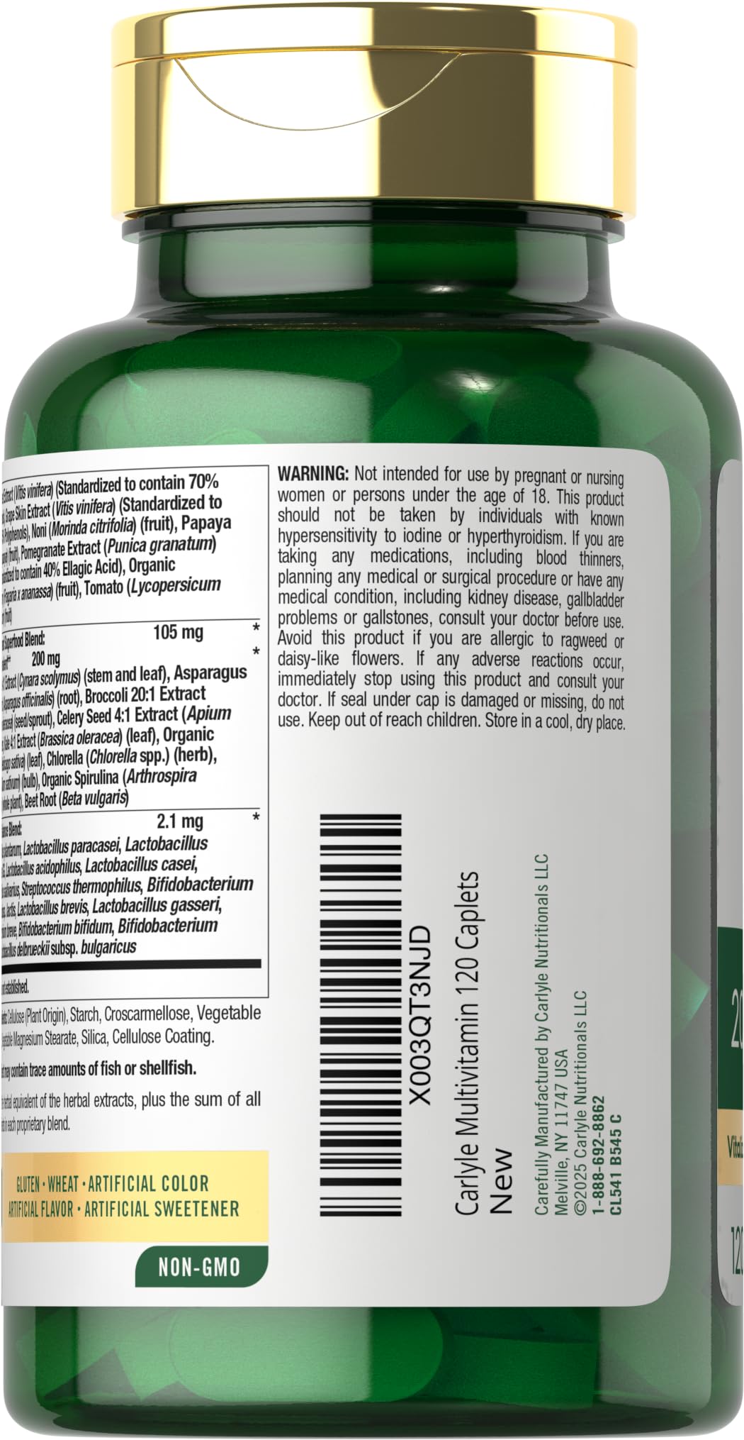Carlyle Fruits and Veggies Supplement | 120 Count | Superfood Multivitamin with Probiotics | Made with 20 Fruits and Vegetables | Non-GMO & Gluten Free - dailyvitalstore