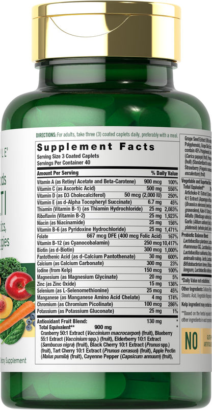 Carlyle Fruits and Veggies Supplement | 120 Count | Superfood Multivitamin with Probiotics | Made with 20 Fruits and Vegetables | Non-GMO & Gluten Free - dailyvitalstore