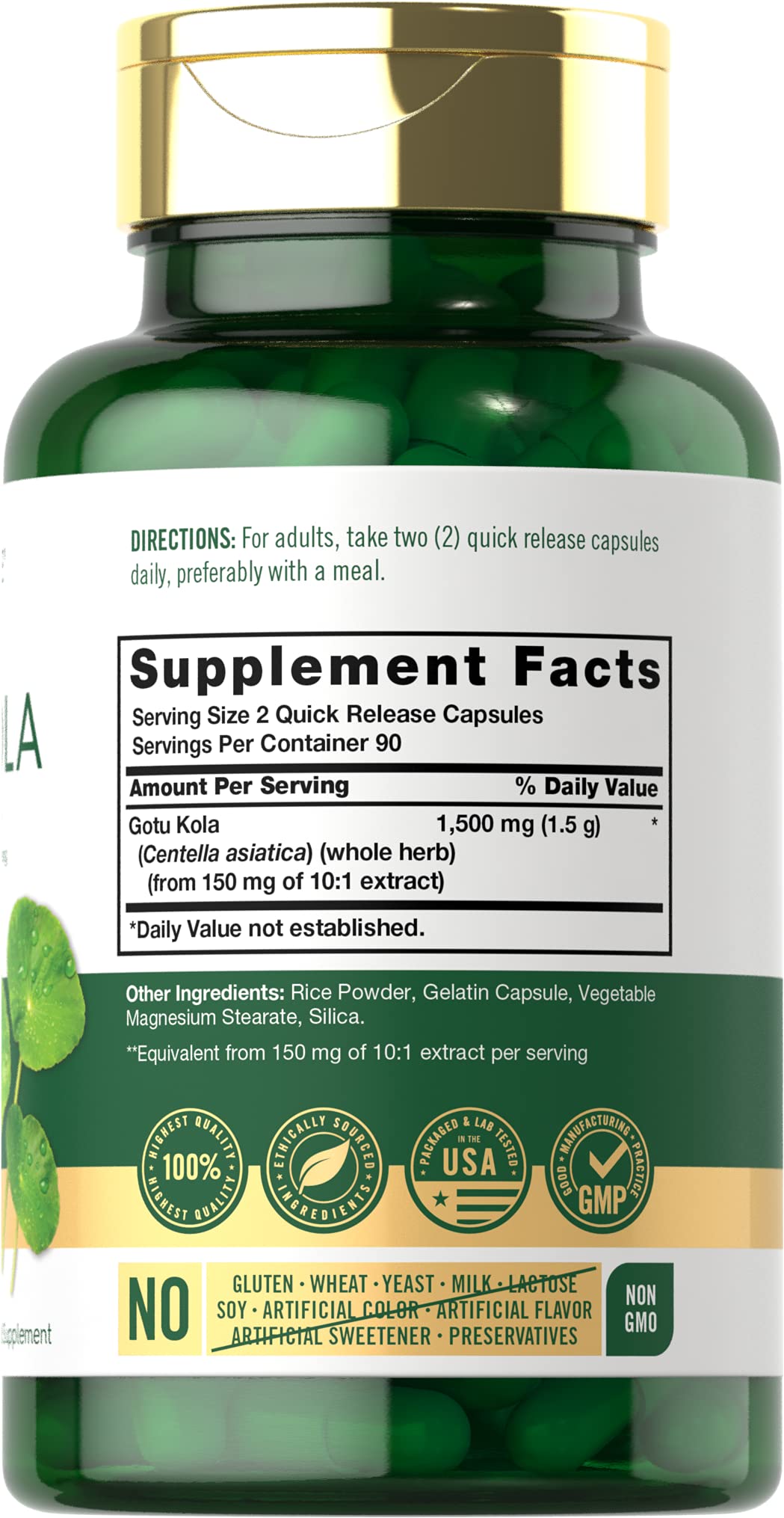 Carlyle Gotu Kola Capsules | 180 Count | Non-GMO, Gluten Free | Traditional Herb Extract - dailyvitalstore