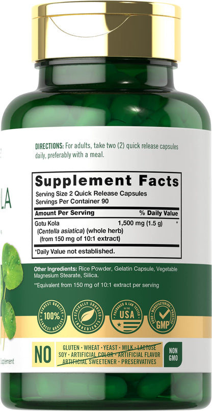 Carlyle Gotu Kola Capsules | 180 Count | Non-GMO, Gluten Free | Traditional Herb Extract - dailyvitalstore