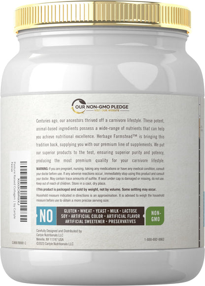 Carlyle Grass Fed Collagen Peptides Powder 20oz | Unflavored | Pasture Raised | Types I & III | 20g of Collagen Per Daily Dose | Non-GMO, Gluten Free | by Herbage Farmstead - dailyvitalstore