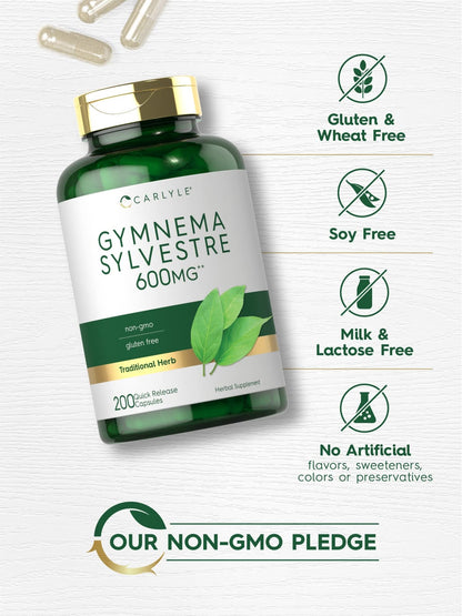 Carlyle Gymnema Sylvestre Capsules | 200 Count | Non-GMO and Gluten Free Supplement - dailyvitalstore