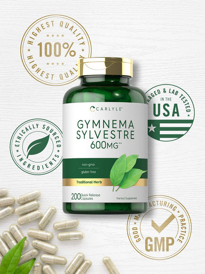 Carlyle Gymnema Sylvestre Capsules | 200 Count | Non-GMO and Gluten Free Supplement - dailyvitalstore