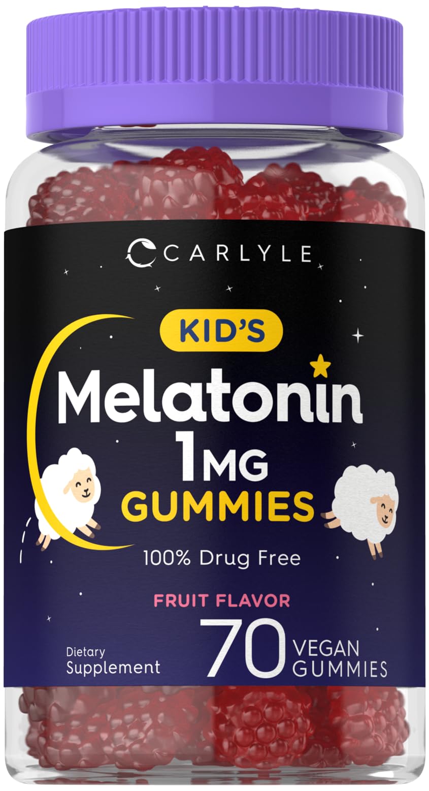 Carlyle Kids Melatonin Gummies | 1 mg 70 Count | Fruit Flavor Gummy | Vegan, Non-GMO, Gluten Free - dailyvitalstore