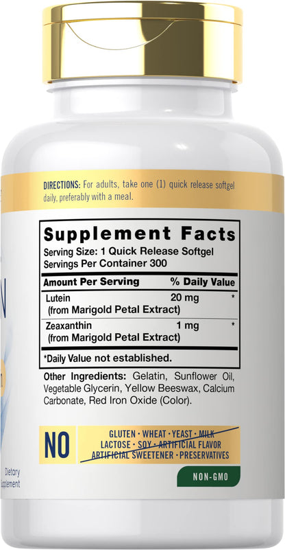 Carlyle Lutein and Zeaxanthin 20mg | 300 Softgels | Eye Health Vitamins | Non-GMO & Gluten Free Supplement - dailyvitalstore