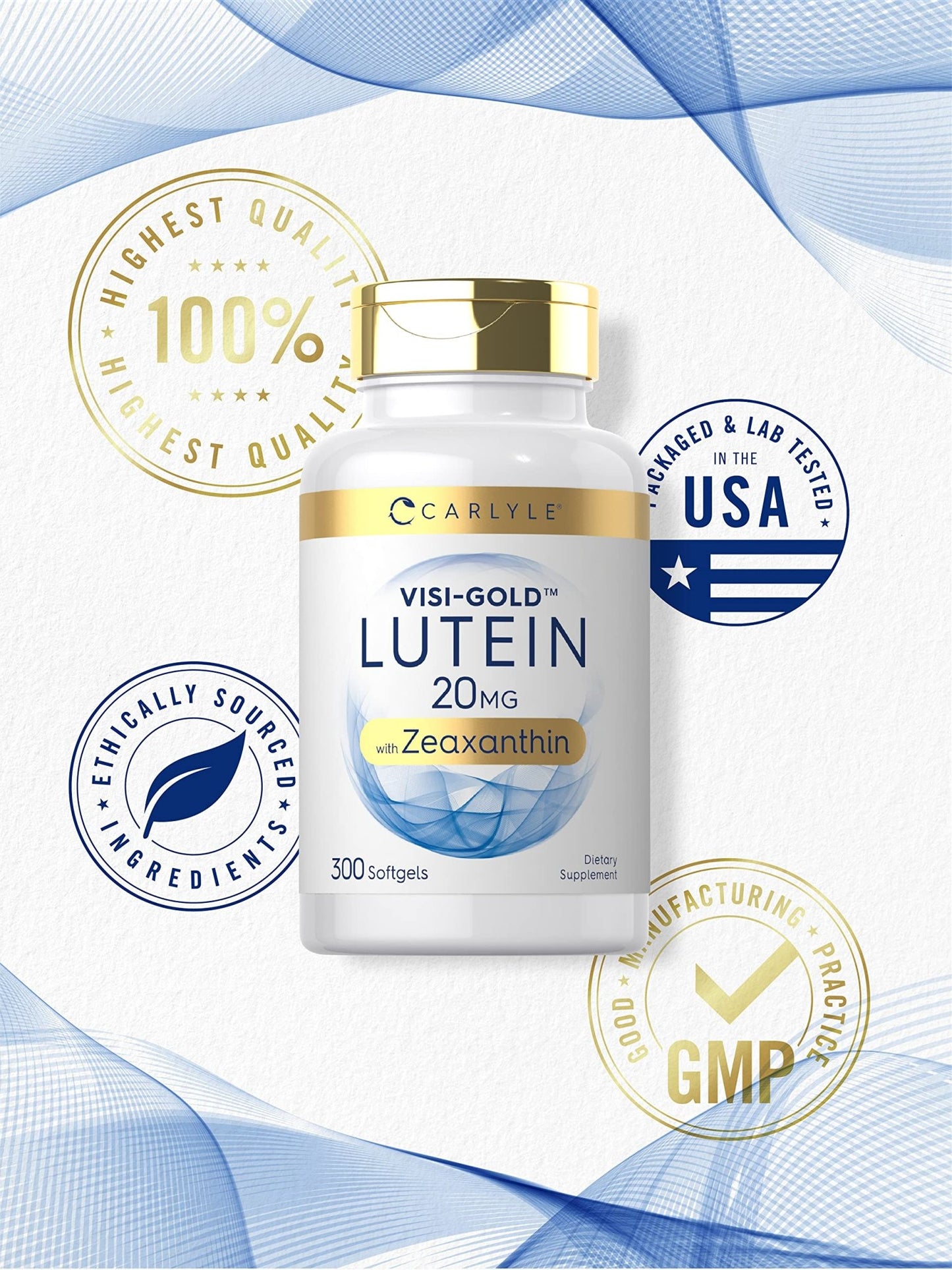 Carlyle Lutein and Zeaxanthin 20mg | 300 Softgels | Eye Health Vitamins | Non-GMO & Gluten Free Supplement - dailyvitalstore