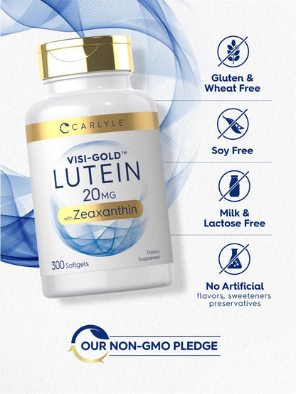 Carlyle Lutein and Zeaxanthin 20mg | 300 Softgels | Eye Health Vitamins | Non-GMO & Gluten Free Supplement - dailyvitalstore