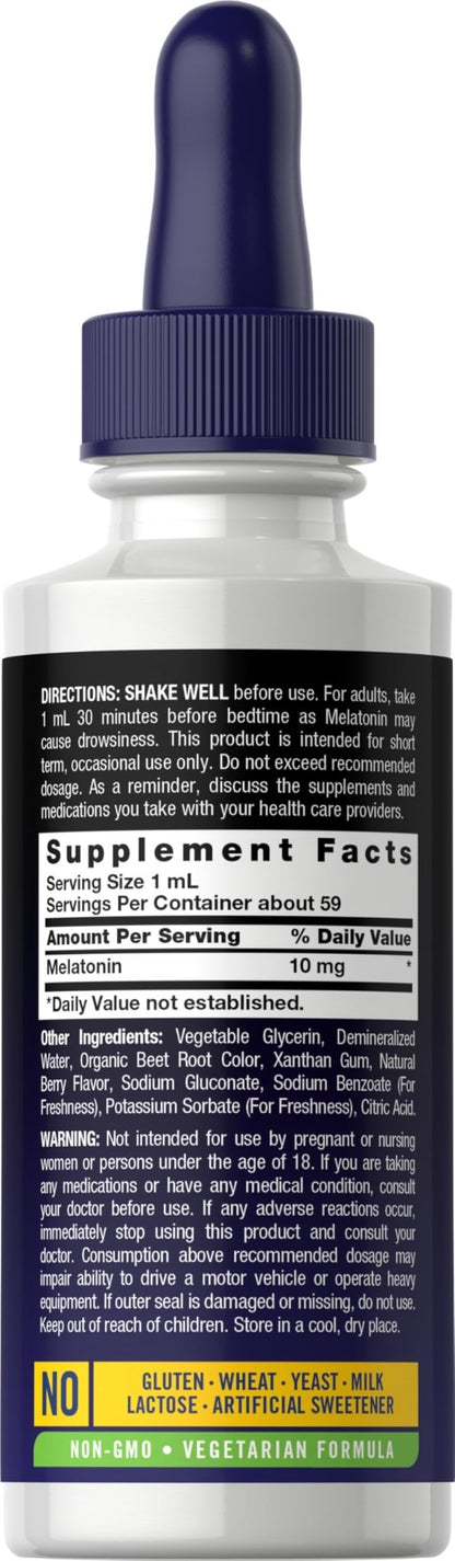 Carlyle Melatonin 10mg | 2 fl oz Liquid Drops | Berry Flavor | for Adults | Non-GMO, Vegetarian Supplement - dailyvitalstore