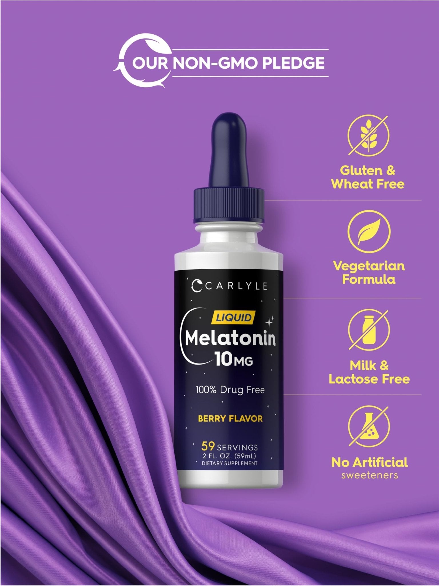 Carlyle Melatonin 10mg | 2 fl oz Liquid Drops | Berry Flavor | for Adults | Non-GMO, Vegetarian Supplement - dailyvitalstore