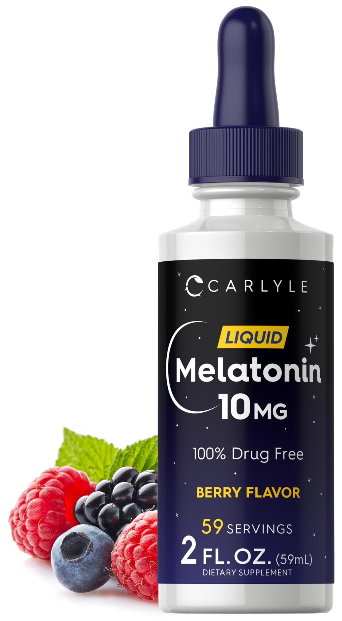 Carlyle Melatonin 10mg | 2 fl oz Liquid Drops | Berry Flavor | for Adults | Non-GMO, Vegetarian Supplement - dailyvitalstore