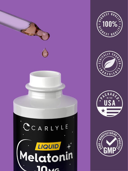 Carlyle Melatonin 10mg | 2 fl oz Liquid Drops | Berry Flavor | for Adults | Non-GMO, Vegetarian Supplement - dailyvitalstore