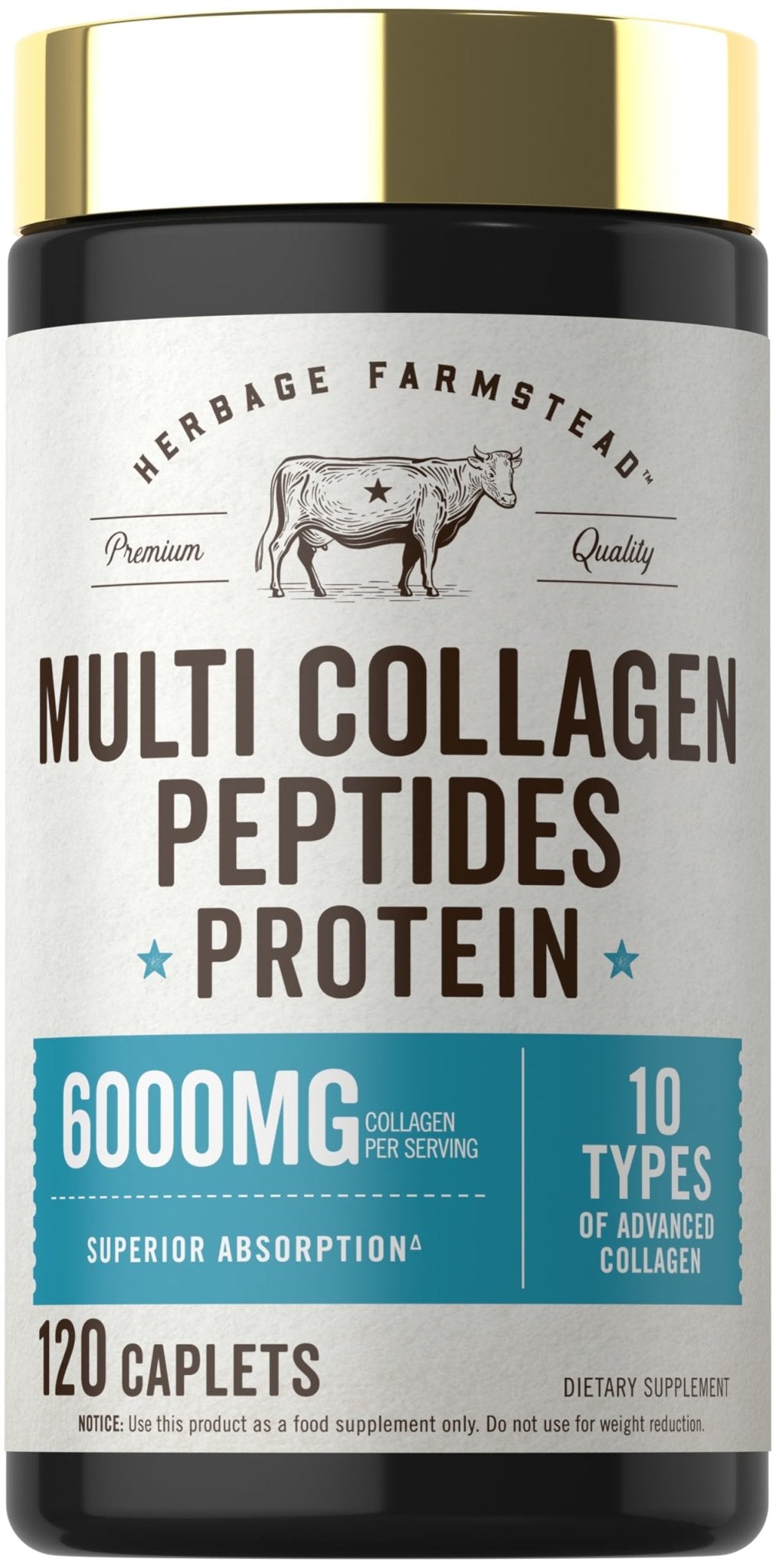 Carlyle Multi Collagen Peptides 6000mg | 120 Caplets | 10 Types of Advanced Collagen with Protein | Non-GMO, Gluten Free Supplement | by Herbage Farmstead - dailyvitalstore