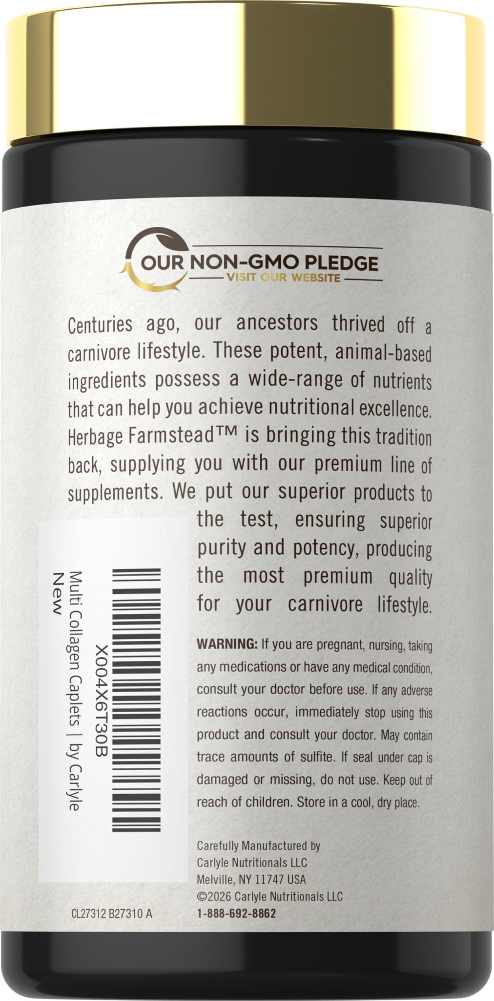 Carlyle Multi Collagen Peptides 6000mg | 120 Caplets | 10 Types of Advanced Collagen with Protein | Non-GMO, Gluten Free Supplement | by Herbage Farmstead - dailyvitalstore