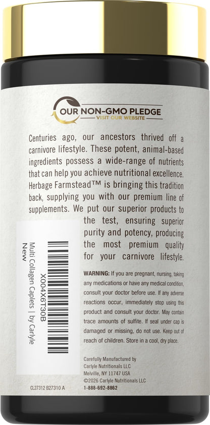 Carlyle Multi Collagen Peptides 6000mg | 120 Caplets | 10 Types of Advanced Collagen with Protein | Non-GMO, Gluten Free Supplement | by Herbage Farmstead - dailyvitalstore
