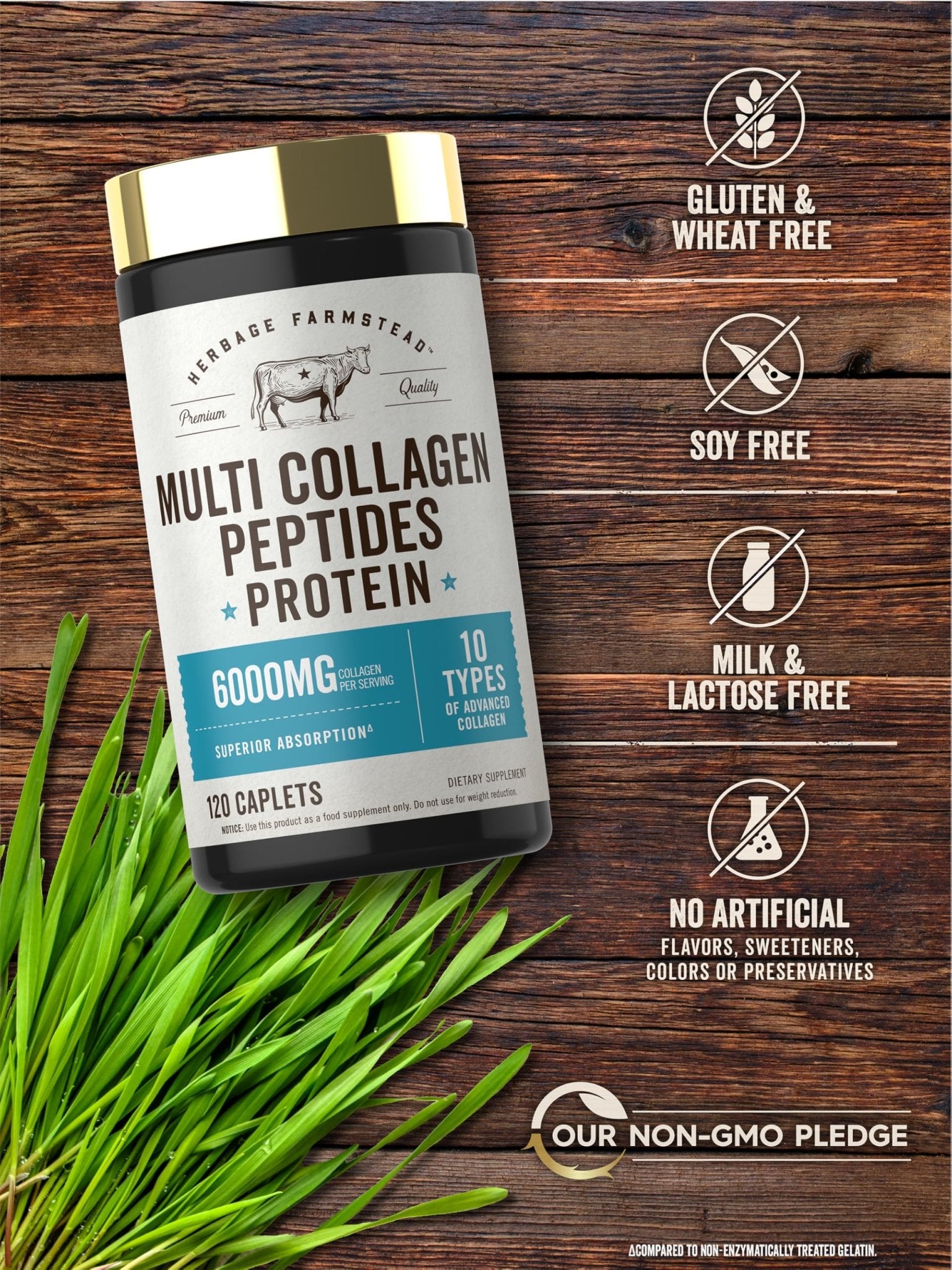 Carlyle Multi Collagen Peptides 6000mg | 120 Caplets | 10 Types of Advanced Collagen with Protein | Non-GMO, Gluten Free Supplement | by Herbage Farmstead - dailyvitalstore