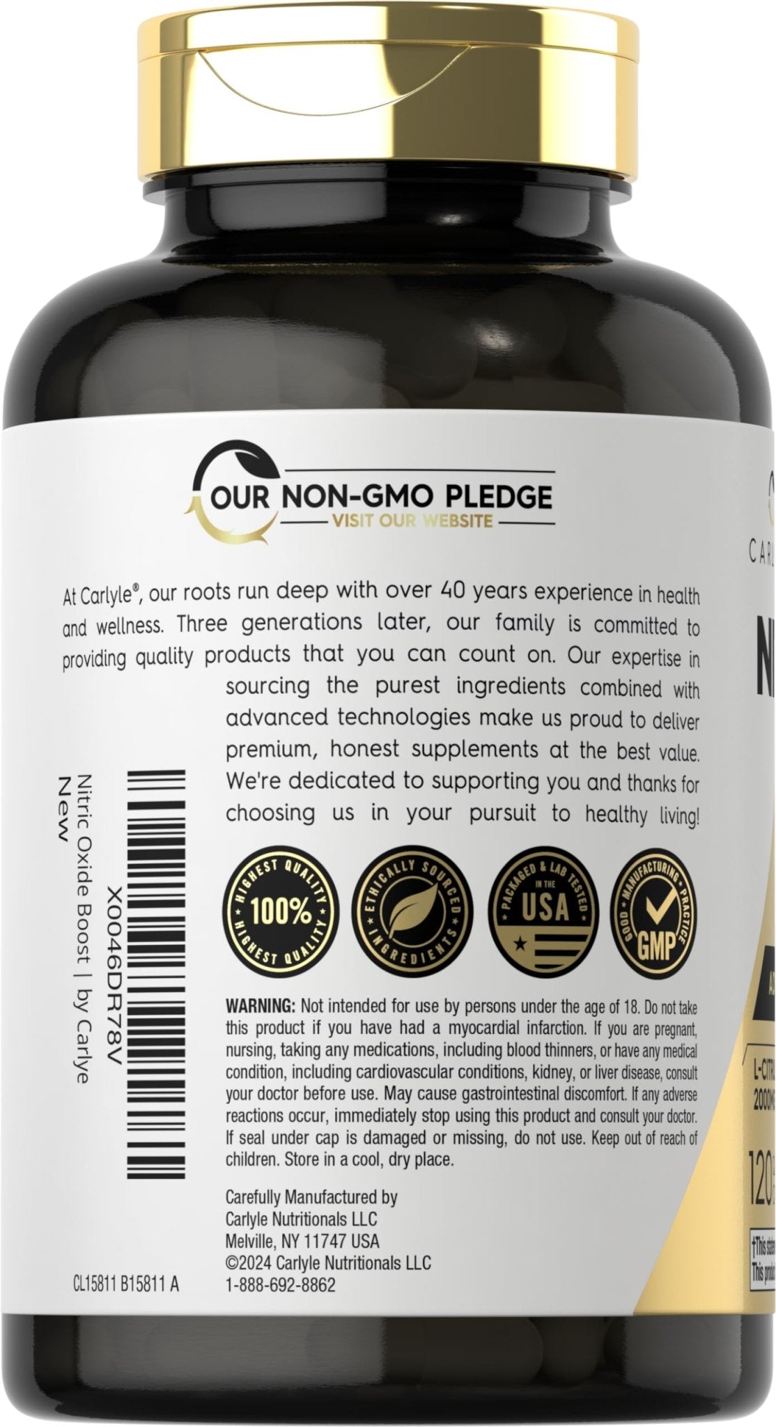 Carlyle Nitric Oxide Supplement 3000mg | 120 Capsules | with L-Arginine & L-Citrulline | for Men & Women | Pre & Post Workout | Non-GMO, Gluten Free - dailyvitalstore
