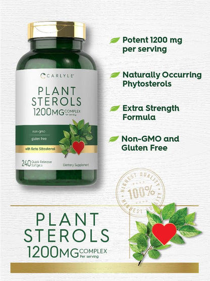 Carlyle Plant Sterols Supplement 1200 mg | 240 Softgels | with Beta Sitosterol | Non-GMO & Gluten Free - dailyvitalstore