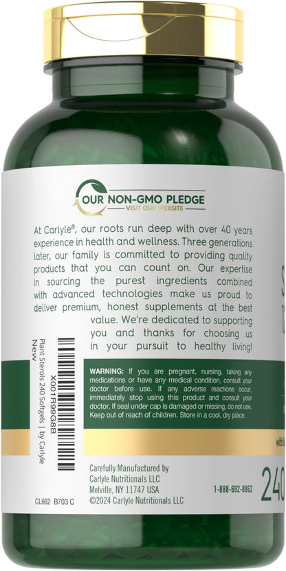 Carlyle Plant Sterols Supplement 1200 mg | 240 Softgels | with Beta Sitosterol | Non-GMO & Gluten Free - dailyvitalstore