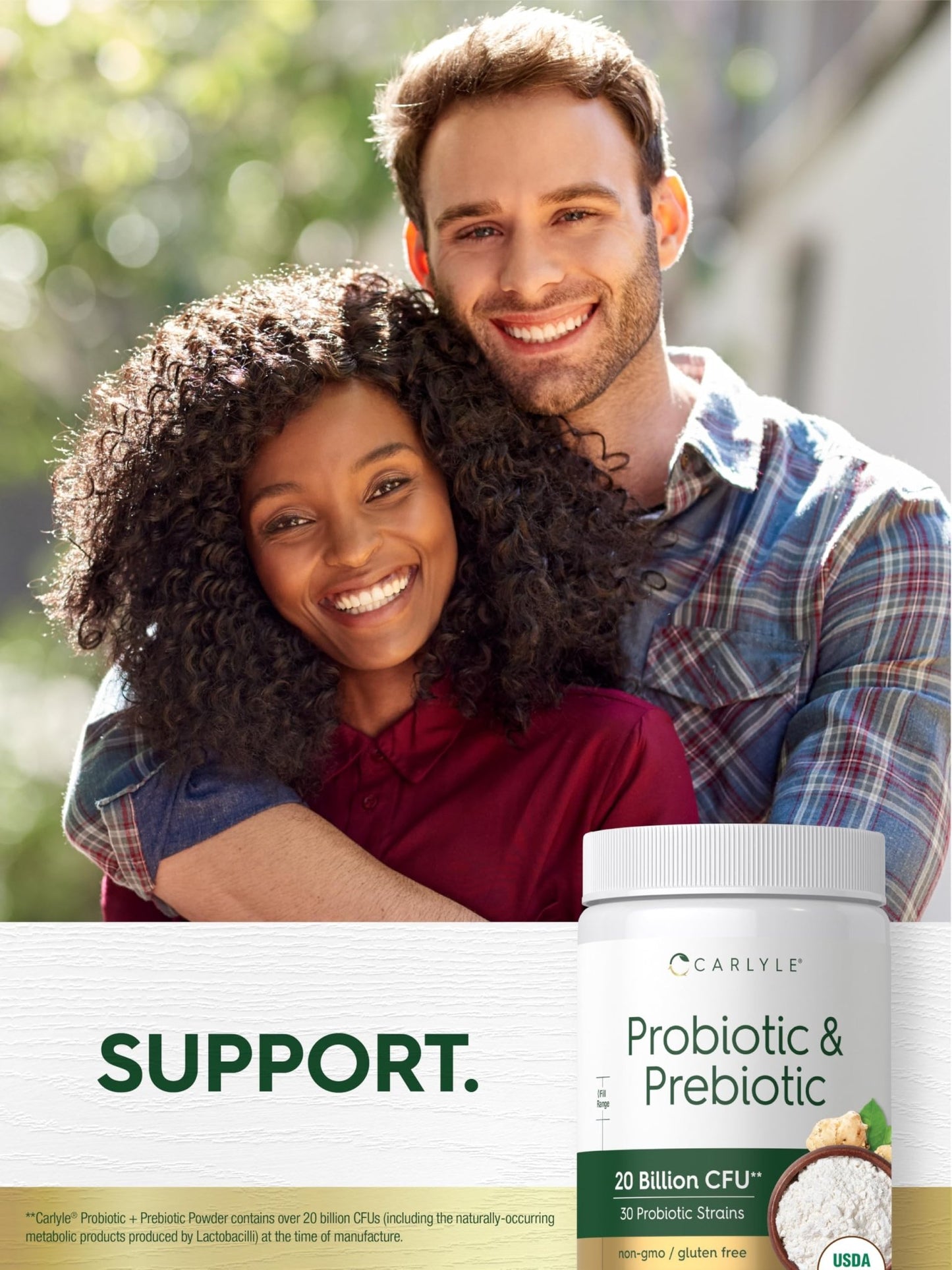 Carlyle Probiotic and Prebiotic Powder | 20 Billion CFU | 4.76 oz | Organic Fiber Blend | for Women and Men | Vegetarian, Non-GMO, - dailyvitalstore