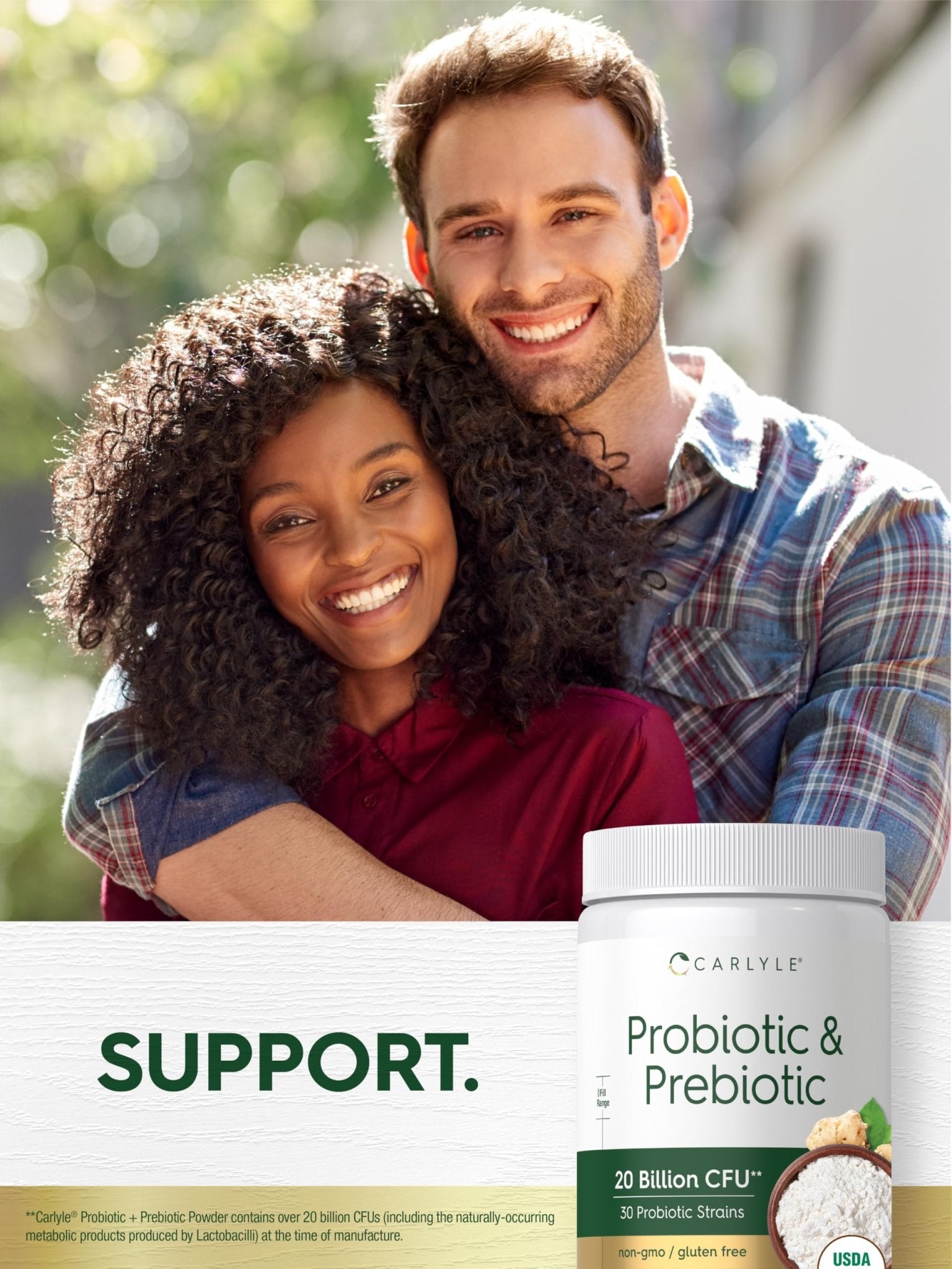 Carlyle Probiotic and Prebiotic Powder | 20 Billion CFU | 4.76 oz | Organic Fiber Blend | for Women and Men | Vegetarian, Non-GMO, - dailyvitalstore