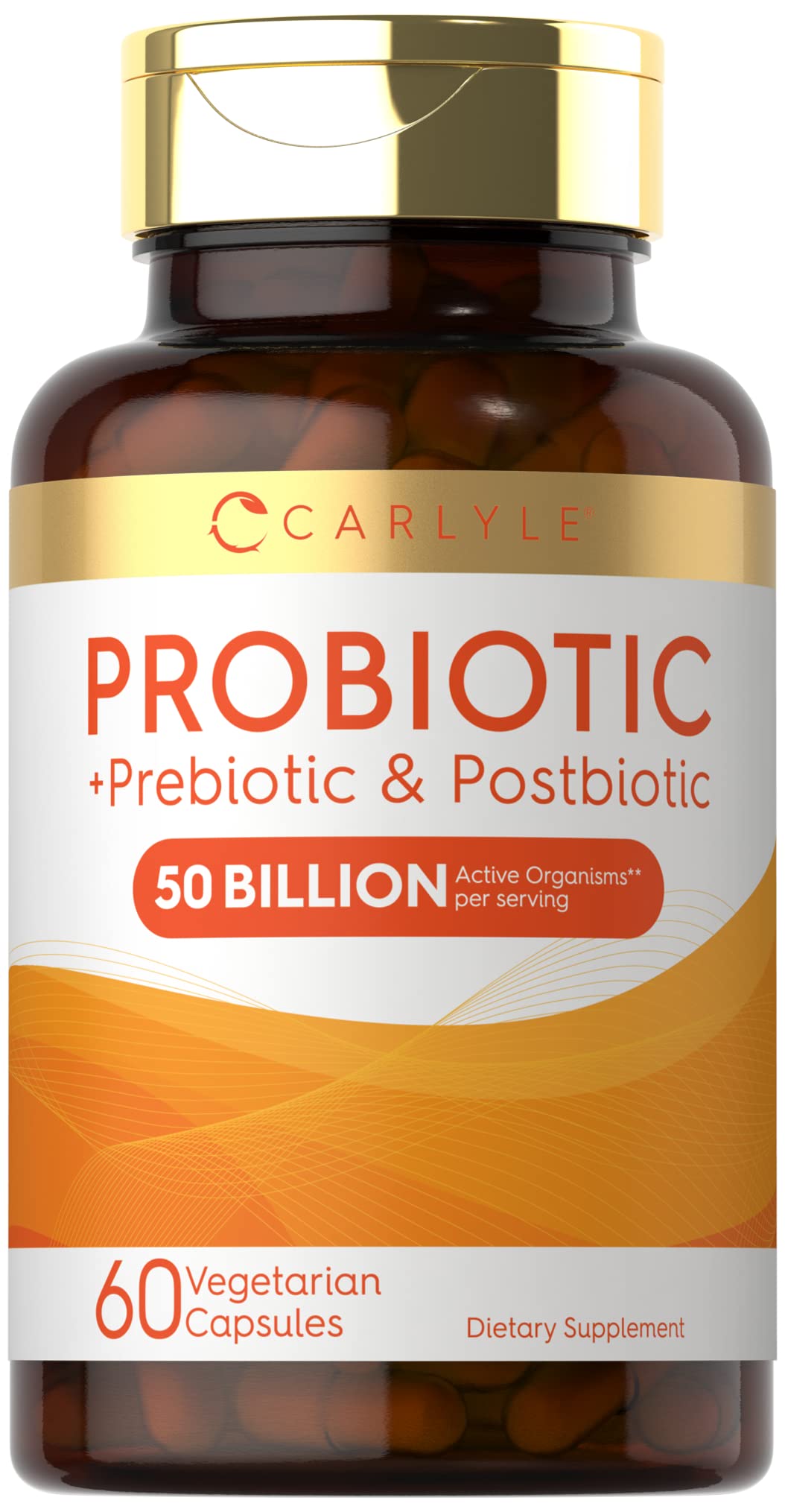 Carlyle Probiotic for Women and Men | 50 Billion CFU | 60 Capsules | Plus Prebiotic and Postbiotic | Complex Supplement | Vegetarian, Non-GMO, and Gluten Free - dailyvitalstore