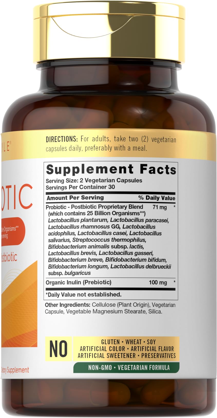 Carlyle Probiotic with Prebiotics & Postbiotics | 25 Billion CFU | 60 Capsules | Supplement for Women & Men | Powder Pills - dailyvitalstore