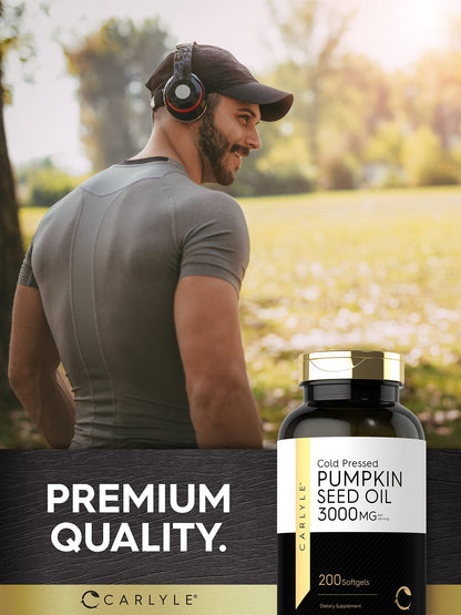 Carlyle Pumpkin Seed Oil Capsules | 3000mg | 200 Softgels | Essential Fatty Acids | Cold Pressed Dietary Supplement | Non-GMO and Gluten Free Formula - dailyvitalstore