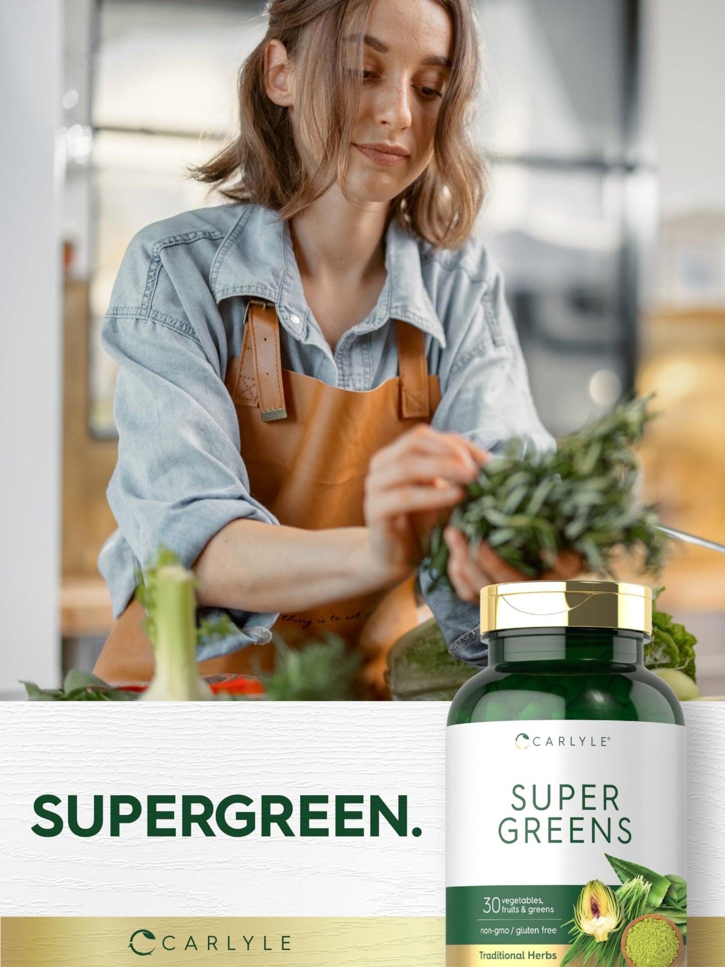 Carlyle Super Greens Capsules | 250 Count | Blend of 13 Vegetables and Greens Plus 17 Fruits | Non-GMO & Gluten Free Supplement - dailyvitalstore