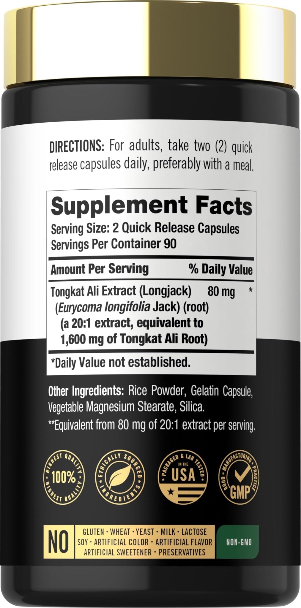 Carlyle Tongkat Ali | 180 Quick Release Capsules | Non-GMO and Gluten Free Supplement - dailyvitalstore