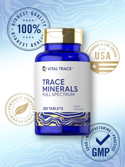 Carlyle Trace Minerals | 200 Tablets | Full Spectrum Supplement | Non-GMO & Gluten Free Complex | by Vital Trace - dailyvitalstore