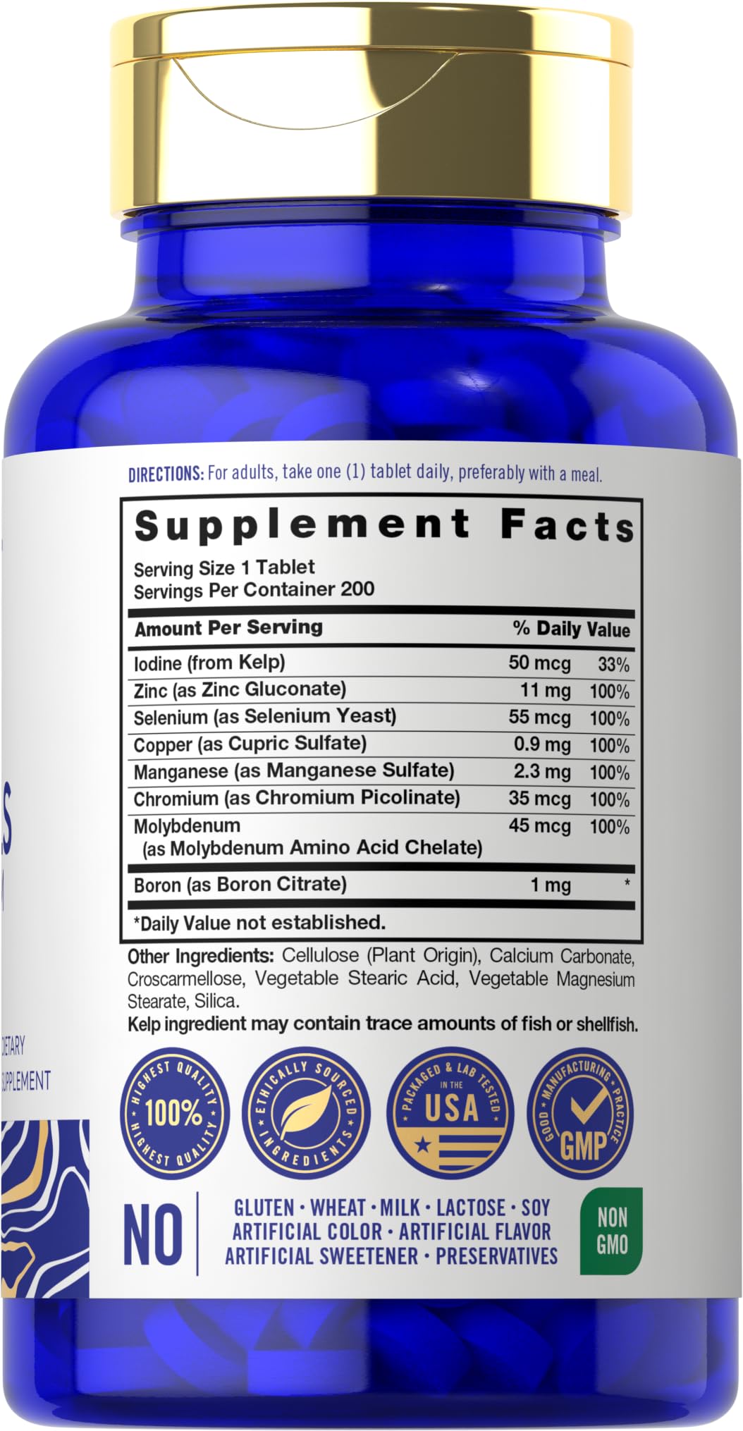 Carlyle Trace Minerals | 200 Tablets | Full Spectrum Supplement | Non-GMO & Gluten Free Complex | by Vital Trace - dailyvitalstore
