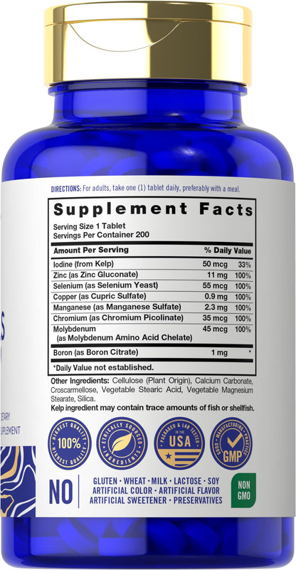 Carlyle Trace Minerals | 200 Tablets | Full Spectrum Supplement | Non-GMO & Gluten Free Complex | by Vital Trace - dailyvitalstore