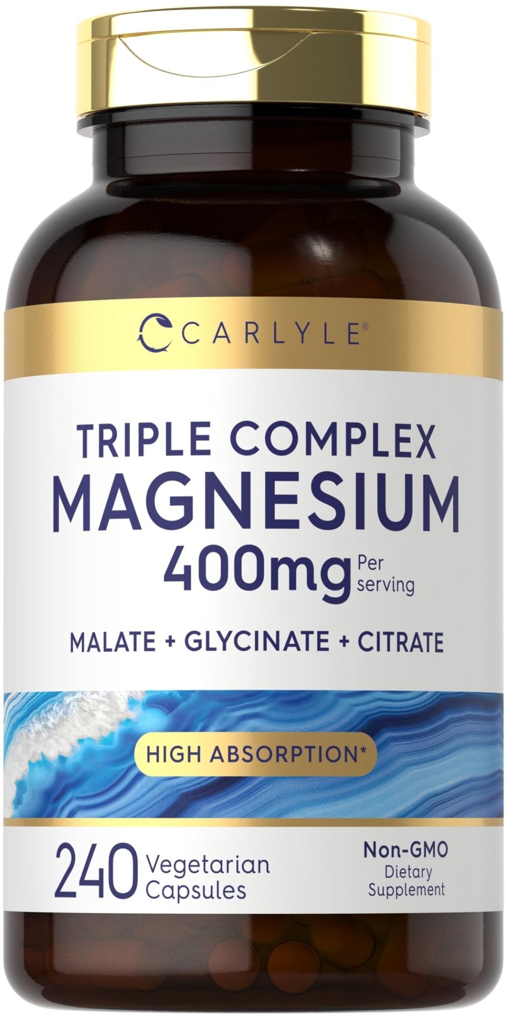 Carlyle Triple Magnesium Complex | 400 mg | 240 Capsules | Magnesium Malate, Glycinate & Citrate | Vegetarian, Non-GMO, and Gluten Free Supplement - dailyvitalstore