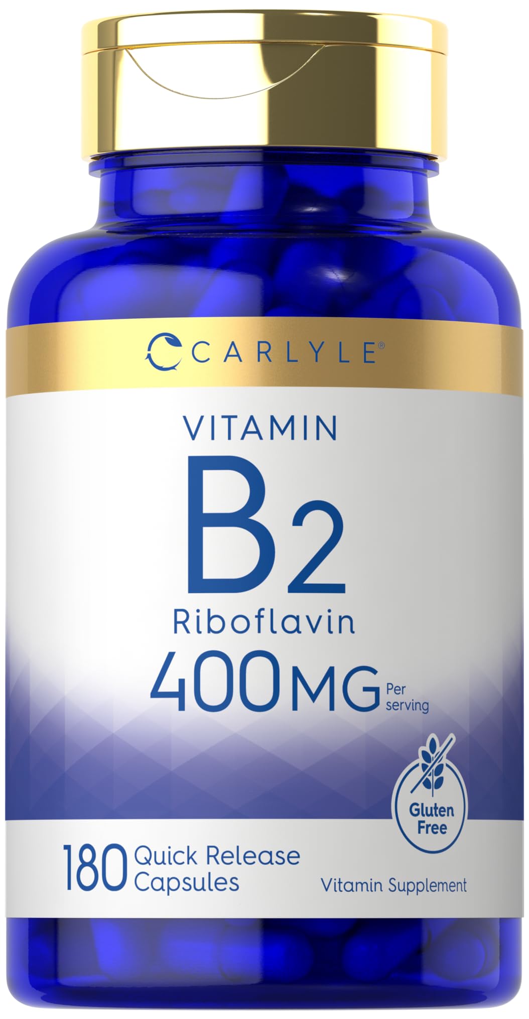 Carlyle Vitamin B-2 400mg | 180 Count | Non-GMO, Gluten Free Supplement | B2 Riboflavin - dailyvitalstore