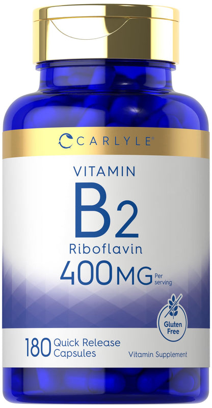 Carlyle Vitamin B-2 400mg | 180 Count | Non-GMO, Gluten Free Supplement | B2 Riboflavin - dailyvitalstore