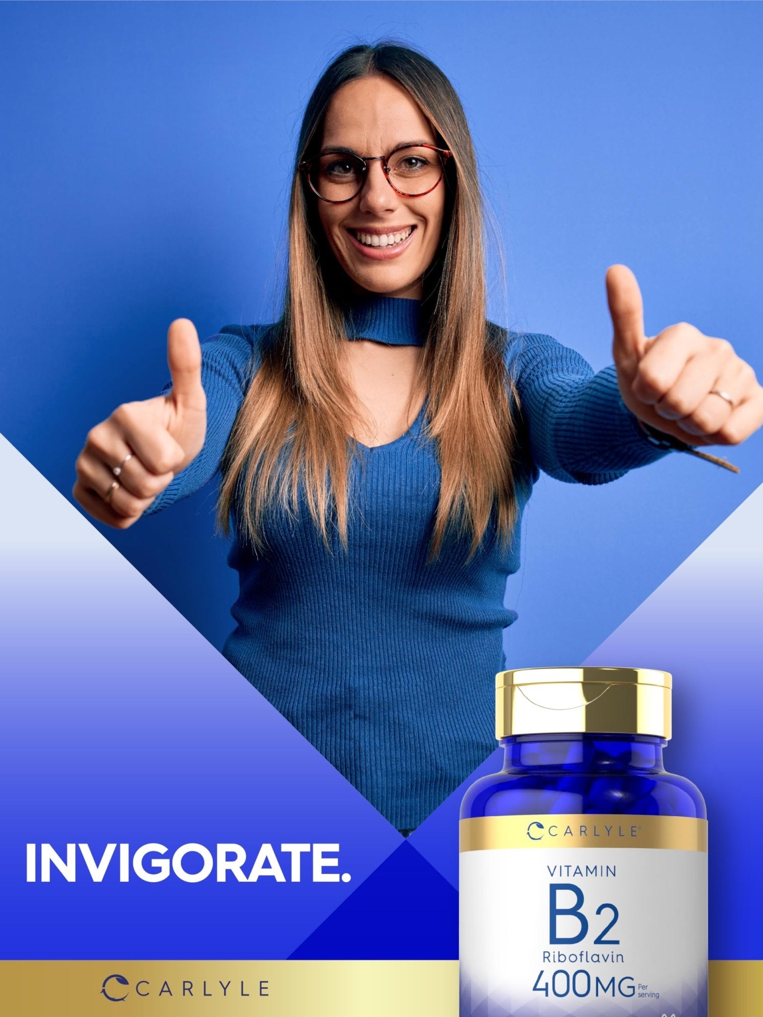 Carlyle Vitamin B-2 400mg | 180 Count | Non-GMO, Gluten Free Supplement | B2 Riboflavin - dailyvitalstore