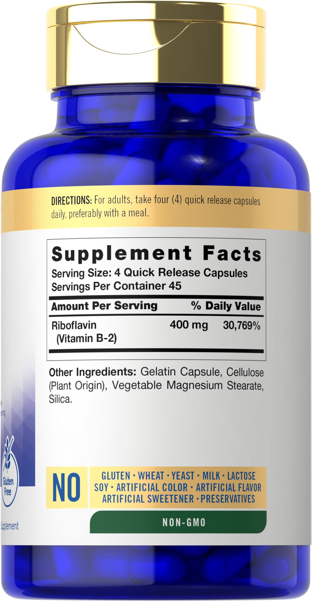 Carlyle Vitamin B-2 400mg | 180 Count | Non-GMO, Gluten Free Supplement | B2 Riboflavin - dailyvitalstore