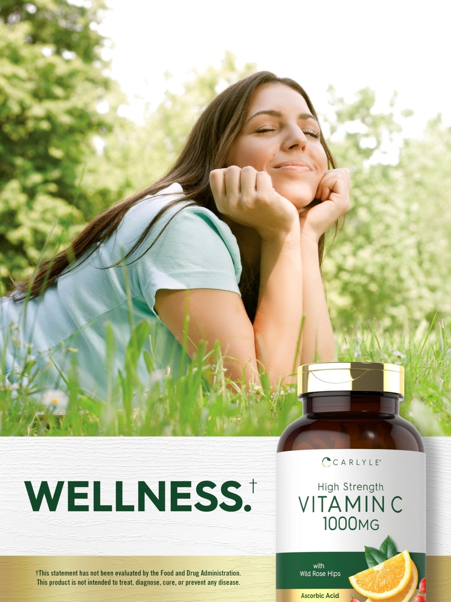 Carlyle Vitamin C 1000mg | 300 Vegetarian Caplets | Ascorbic Acid with Wild Rose Hips | High Strength Formula - dailyvitalstore