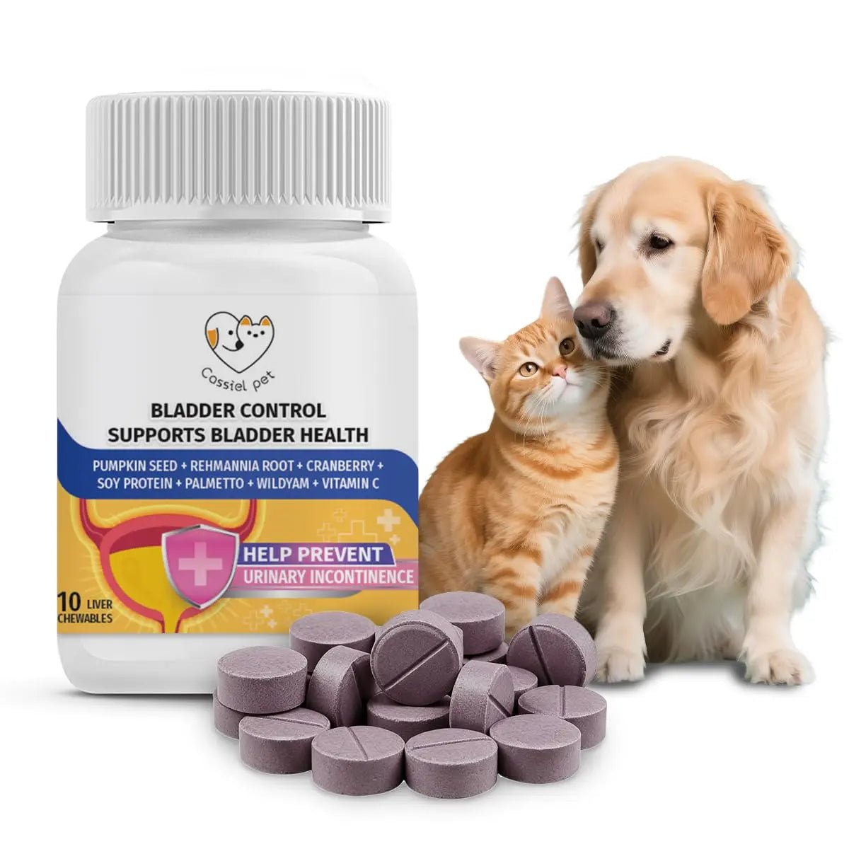 Cassiel Pet Bladder Supports Chews for Urinary Tract Health, Infection Treatments, Bladder Health, Dog UTI, Bladder Stones, Incontinence Support, Urinary Pain Relief for Cat & Dog 10 Chews (1 Bottle) - dailyvitalstore