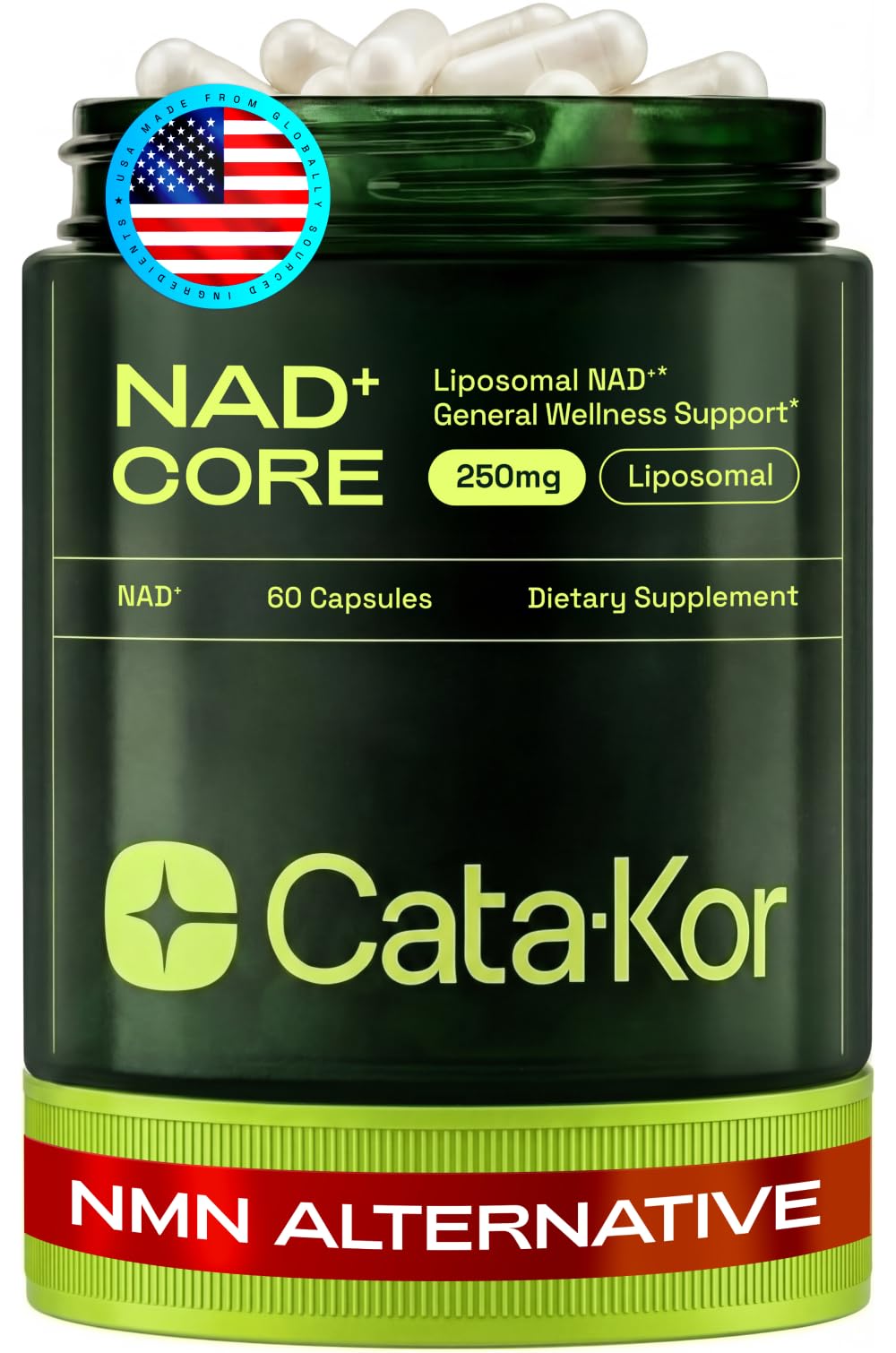 Cata-Kor NMN Supplement Alternative – Liposomal NAD+ Supplement - NAD CORE 30-Day Supply 60 Capsules - dailyvitalstore