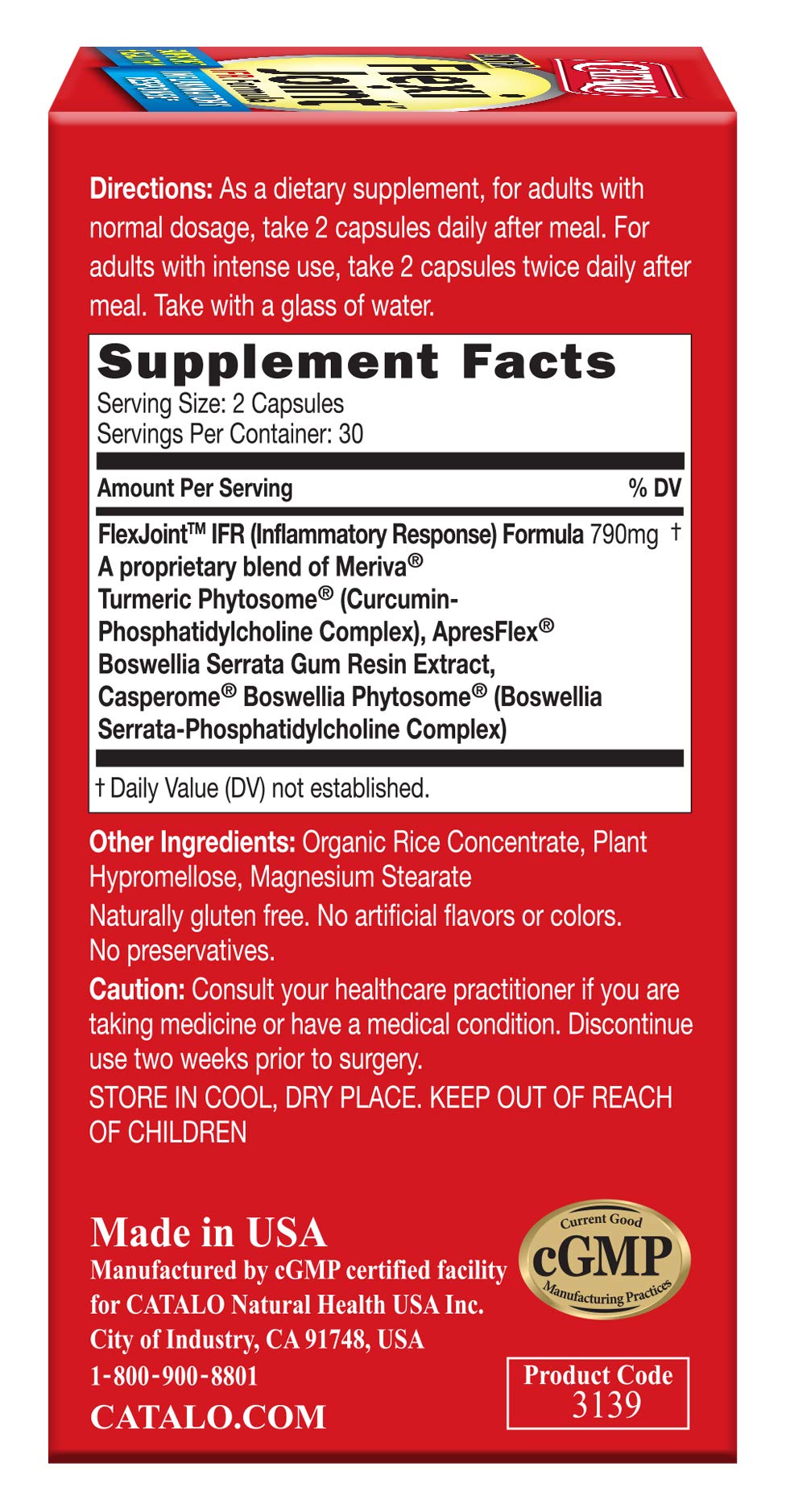 CATALO Extra FlexiJoint IFR Formula – with Meriva Turmeric Phytosome, ApresFlex & Casperome Boswellia – 60 Capsules - dailyvitalstore