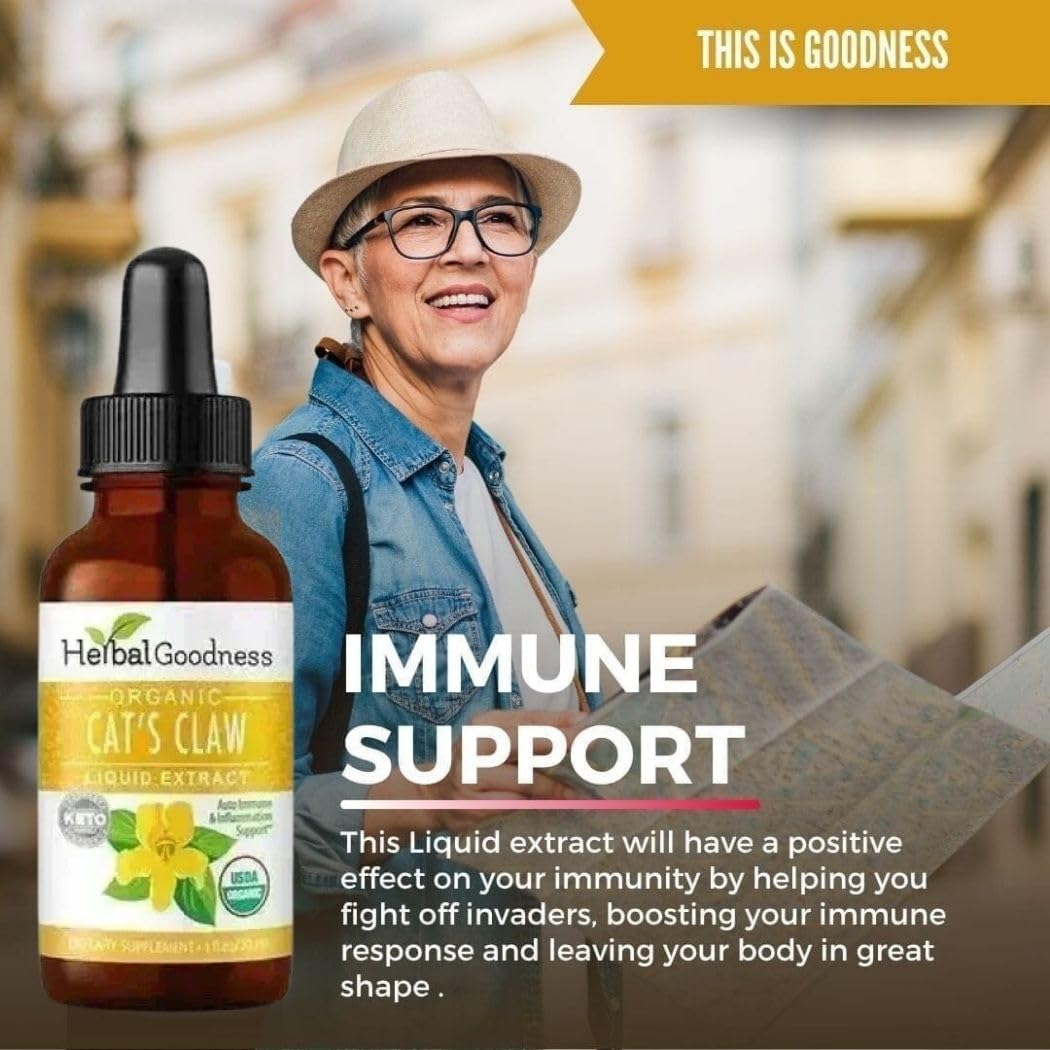 Cat's Claw Extract Joint Support - Herbal Supplement for Joint and Muscle Function, Immunity, Heart Support - Gluten Free - Superior Absorption - Organic Liquid 1oz - Herbal Goodness (1 bttl) - dailyvitalstore