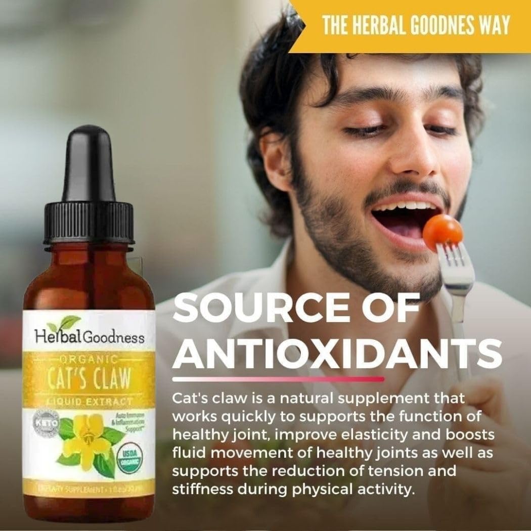 Cat's Claw Extract Joint Support - Herbal Supplement for Joint and Muscle Function, Immunity, Heart Support - Gluten Free - Superior Absorption - Organic Liquid 1oz - Herbal Goodness (1 bttl) - dailyvitalstore