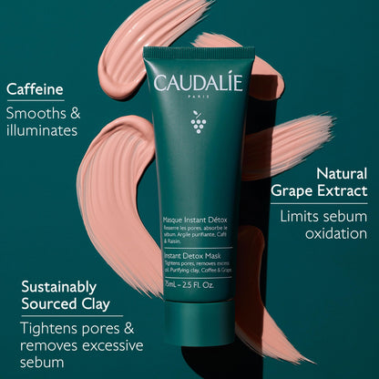 Caudalie Instant Detox Mask, Pore Minimizing Pink Clay Face Mask - 35 mL - dailyvitalstore