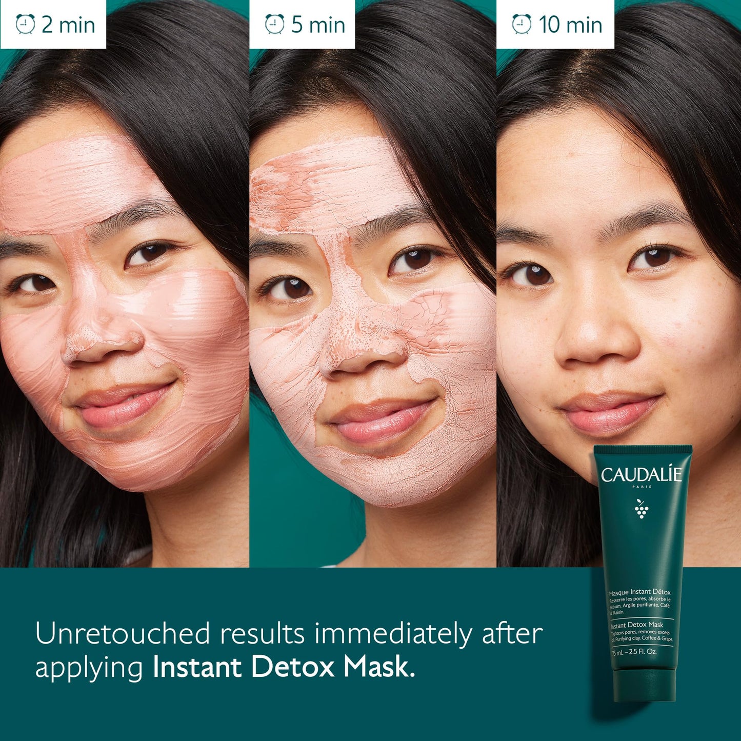 Caudalie Instant Detox Mask, Pore Minimizing Pink Clay Face Mask - 35 mL - dailyvitalstore